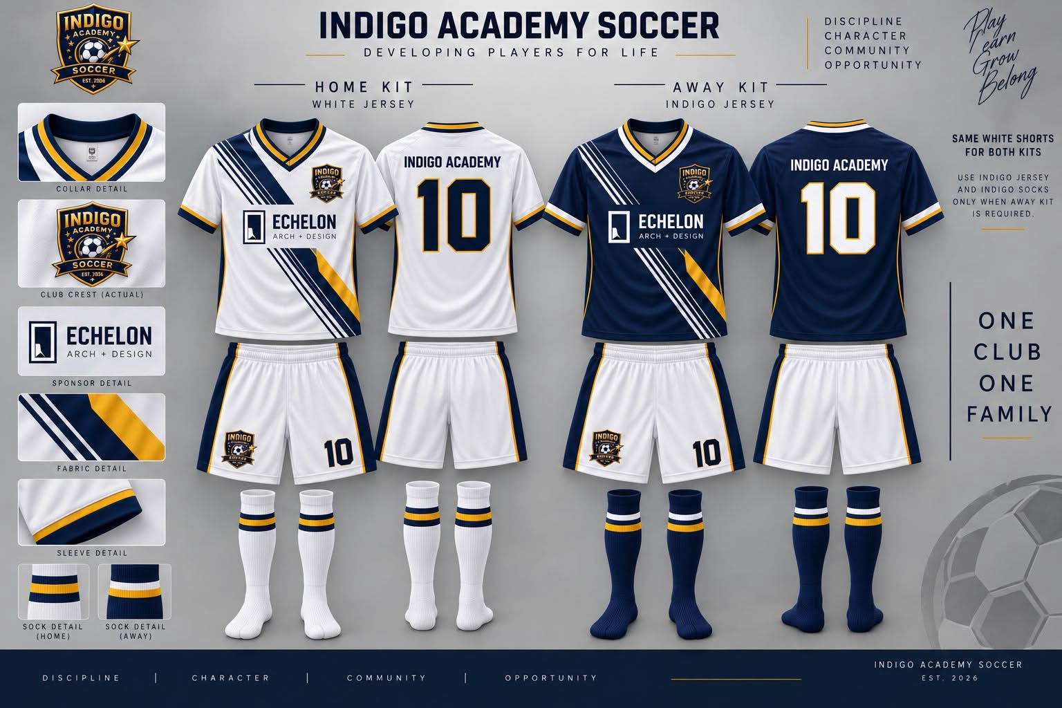 Indigo Academy Soccer official team uniform